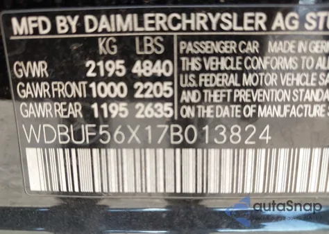 2007 Mercedes-Benz E 350 z USA, uszkodzony, nr VIN WDBUF56X17B013824